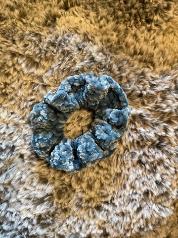 Muted Blue Velvet Scrunchy