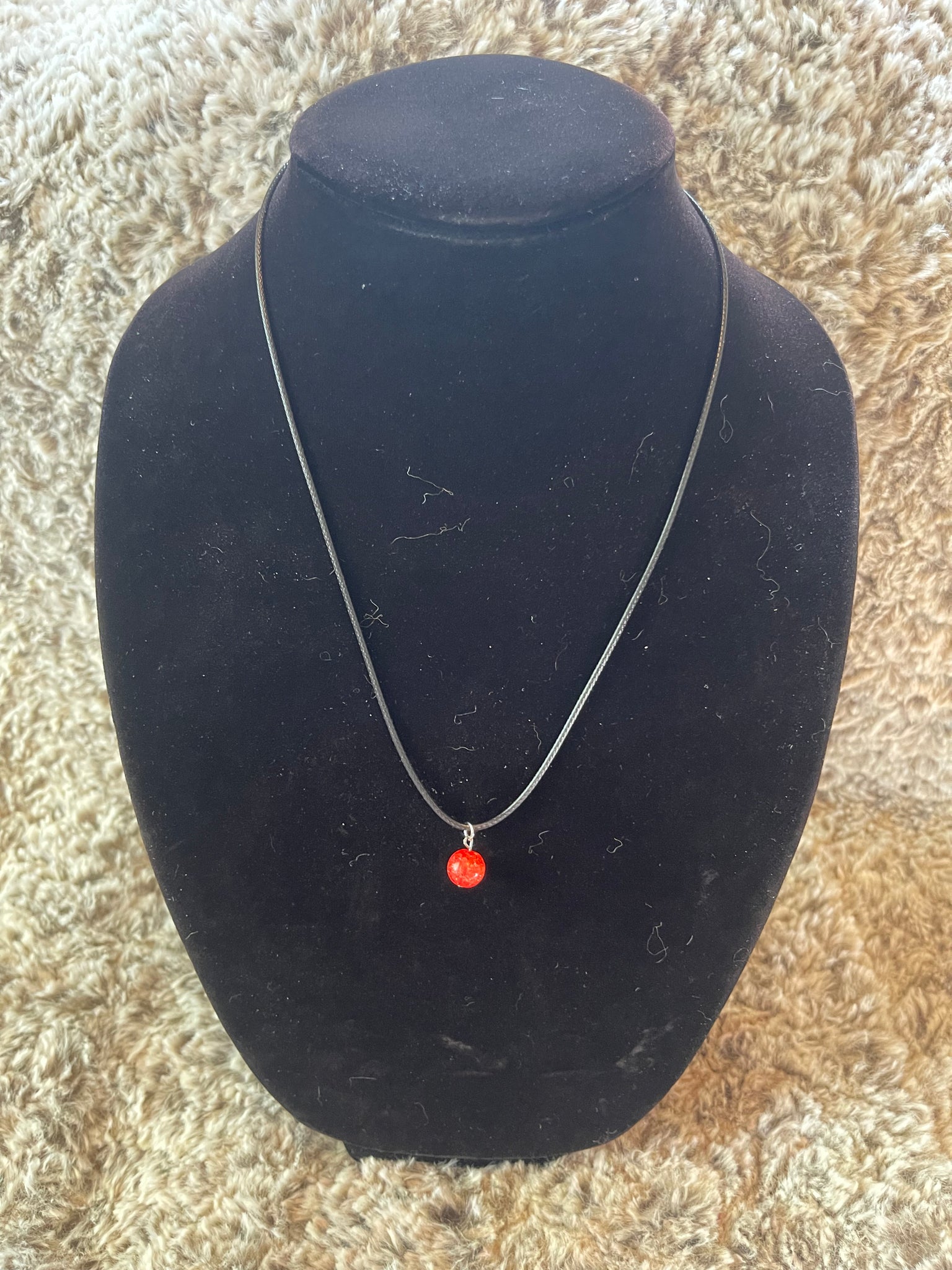 Red Crackle Quartz Bead Necklace