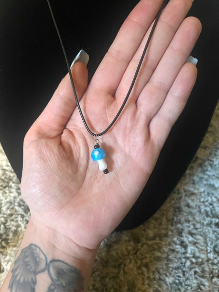 Blue Mushroom Necklace