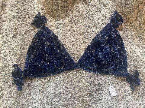 Blue variegated velvet bra