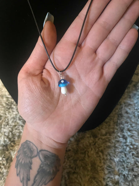 Blue Mushroom Necklace