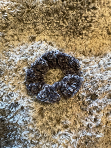 Grey Velvet Scrunchy