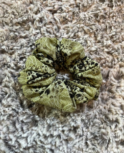 Green Cheetah Scrunchy