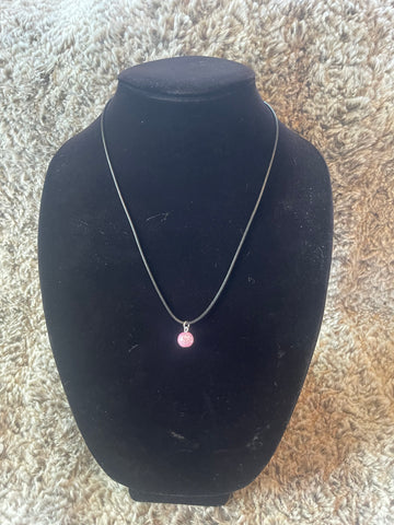 Pink Crackle Quartz Bead Necklace