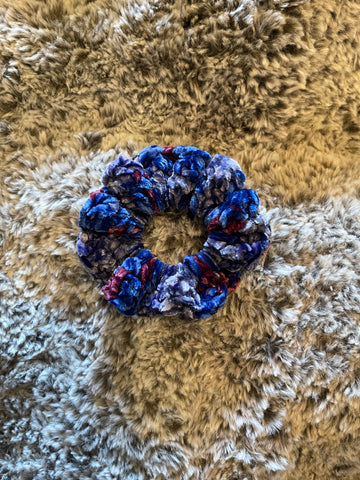 Blue, Red & Purple Velvet Scrunchy