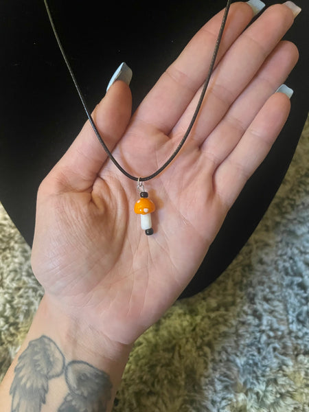 Orange Mushroom Necklace