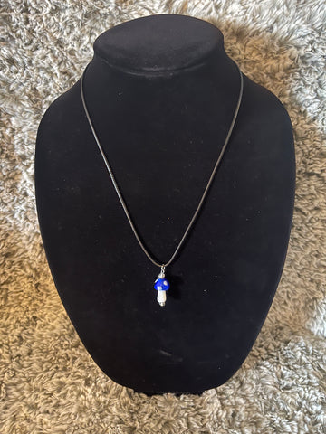 Deep Blue Mushroom Necklace