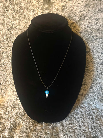 Blue Mushroom Necklace