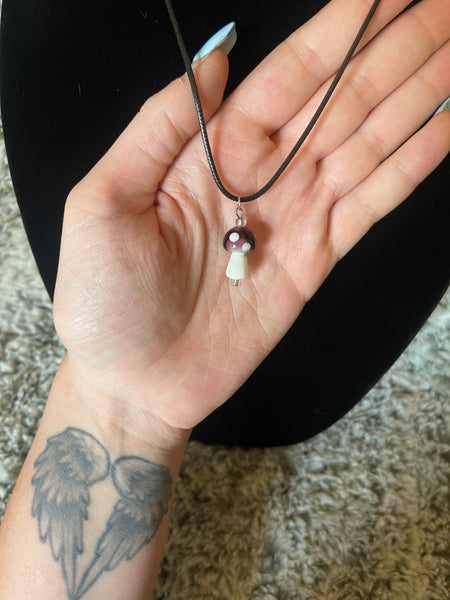 Purple Mushroom Necklace