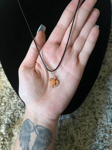 Orange Turtle Necklace